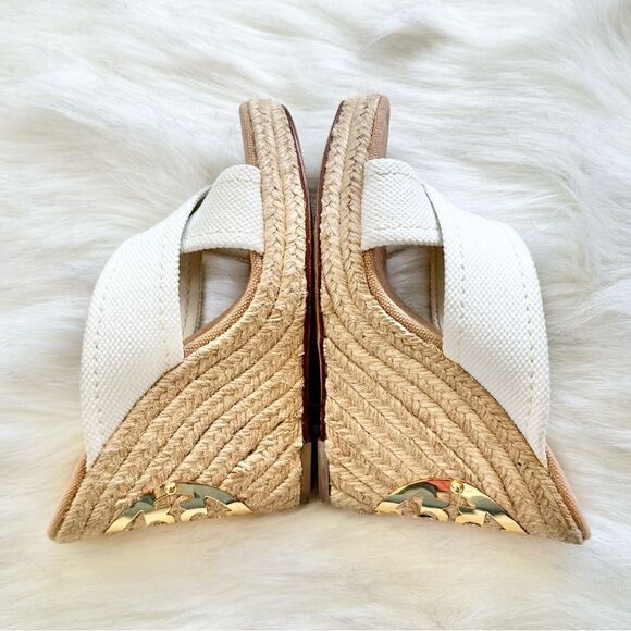 Tory Burch Kristin Wedge Canvas Espadrilles in Ivory Size 6 - Picture 5 of 9